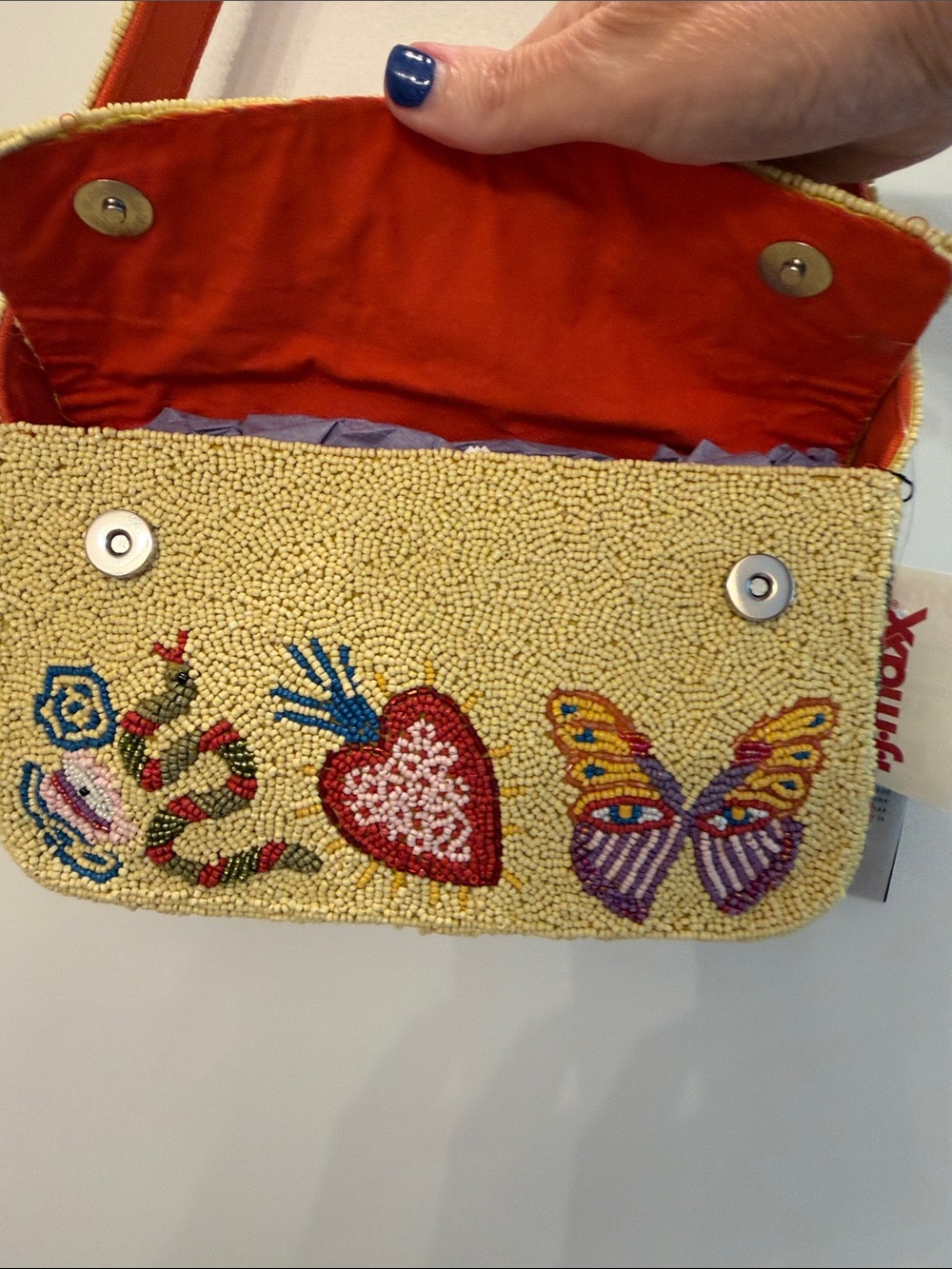 NWT- Viral America & Beyond Yellow Beaded Shoulder Bag - Picture 9 of 13